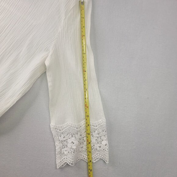 Talbots Womens Gauze Cotton Scalloped Crochet Lace Dress Coverup Beach Vacation - Picture 9 of 12